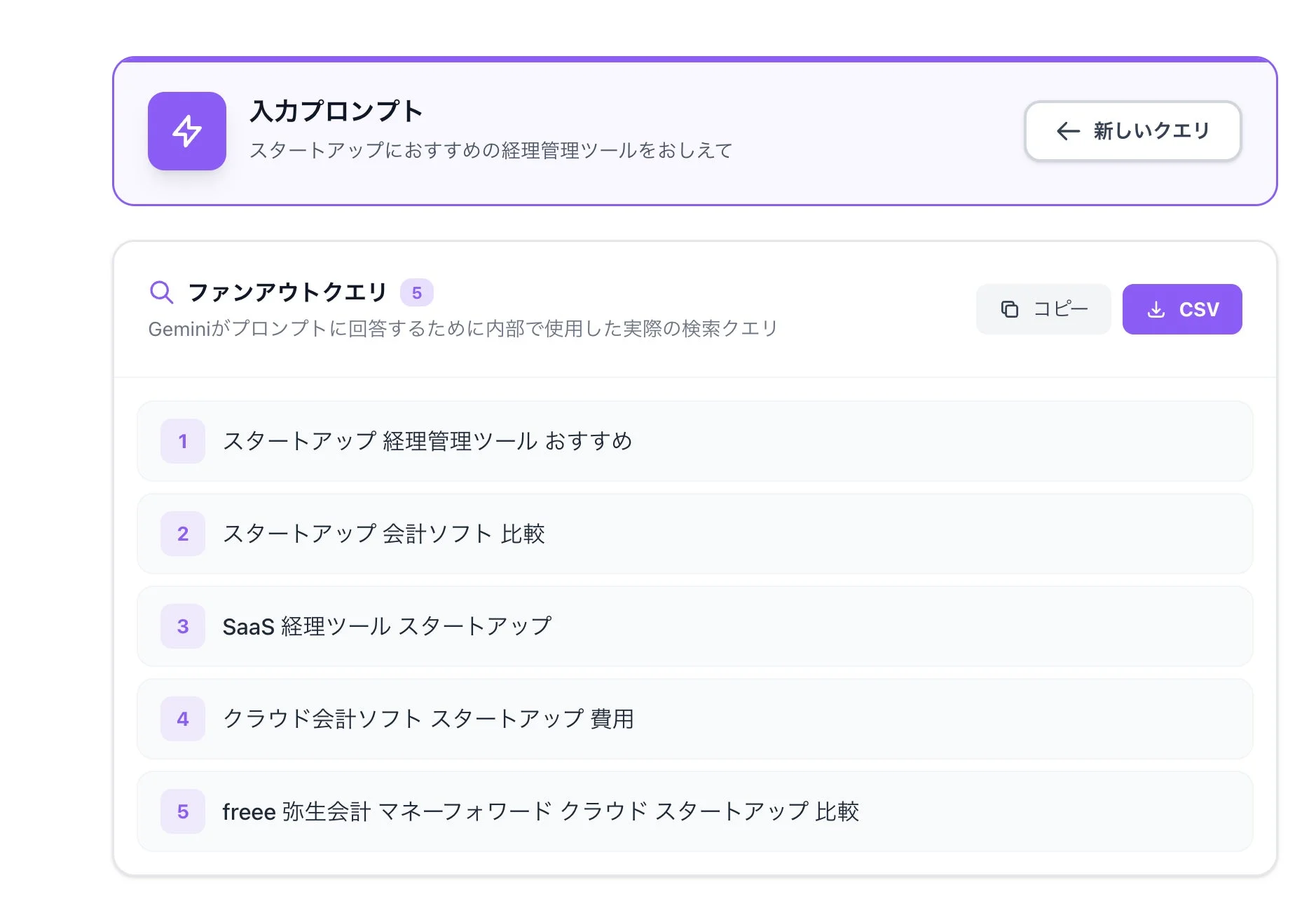 Geminiが生成したファンアウトクエリの例