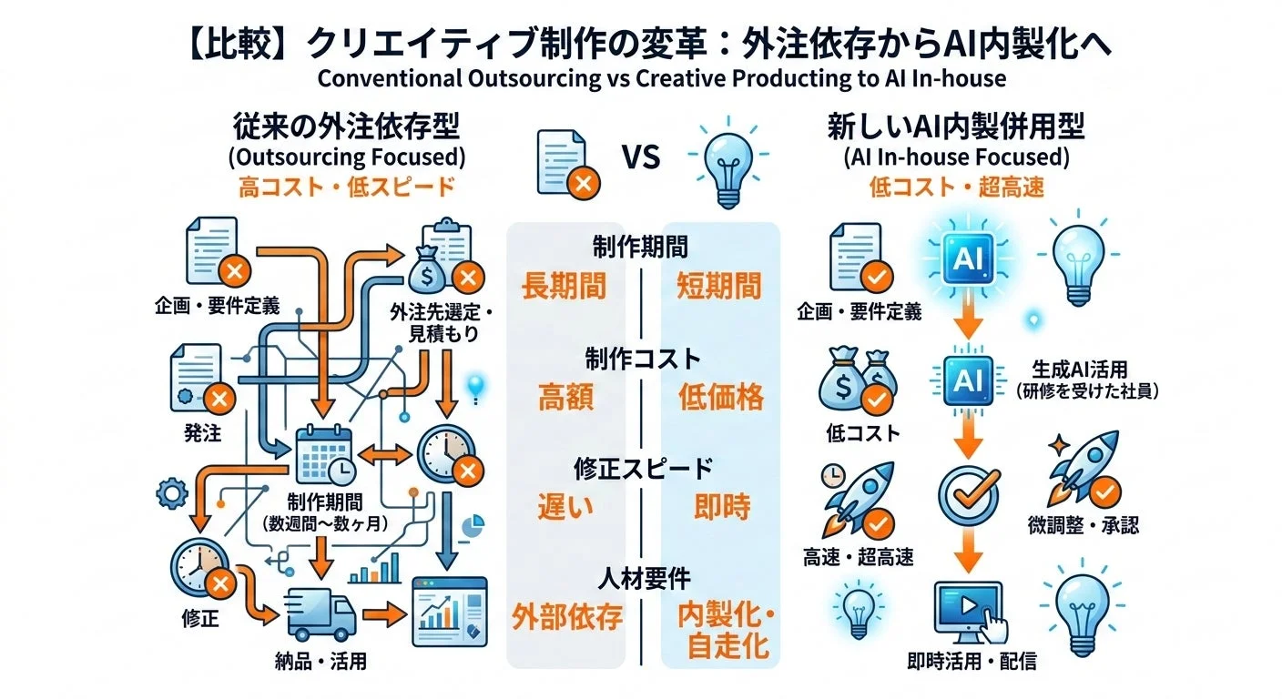 クリエイティブ制作の変革:外注依存からAI内製化へ