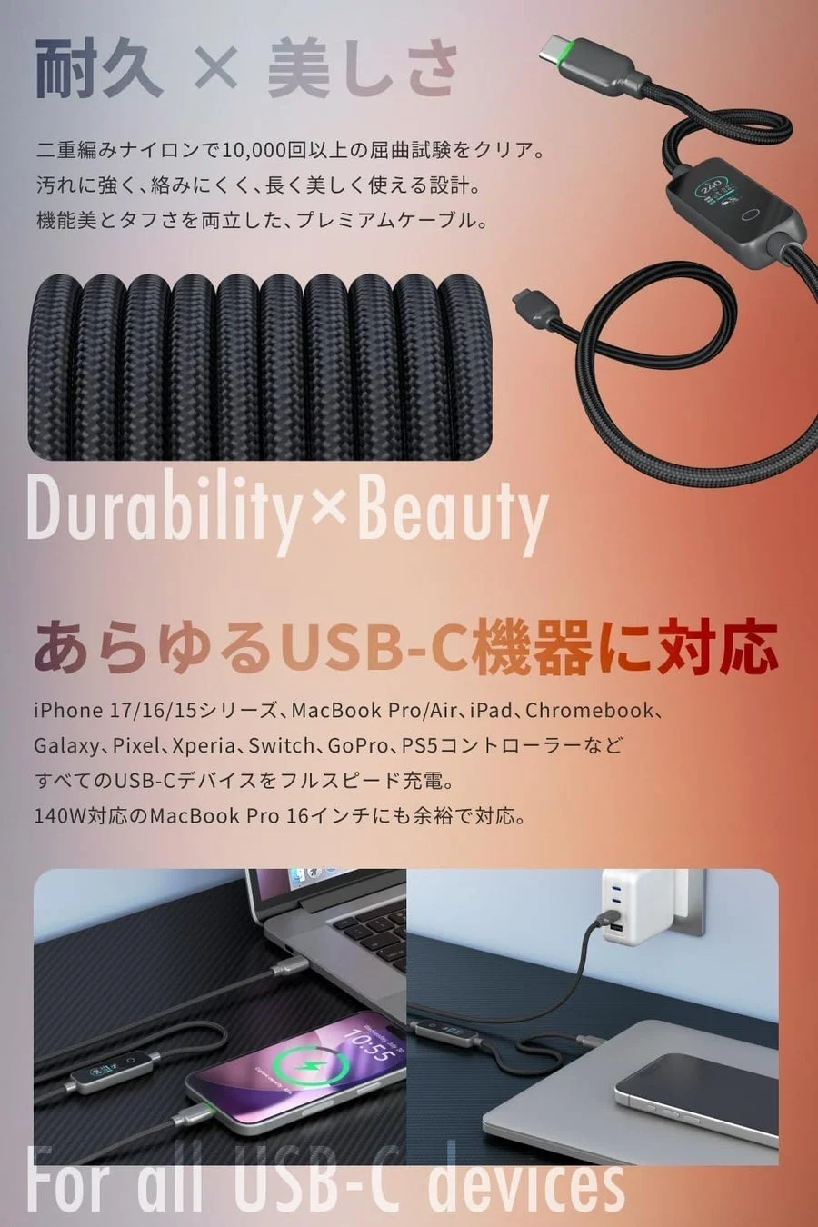 耐久性と対応デバイスの説明