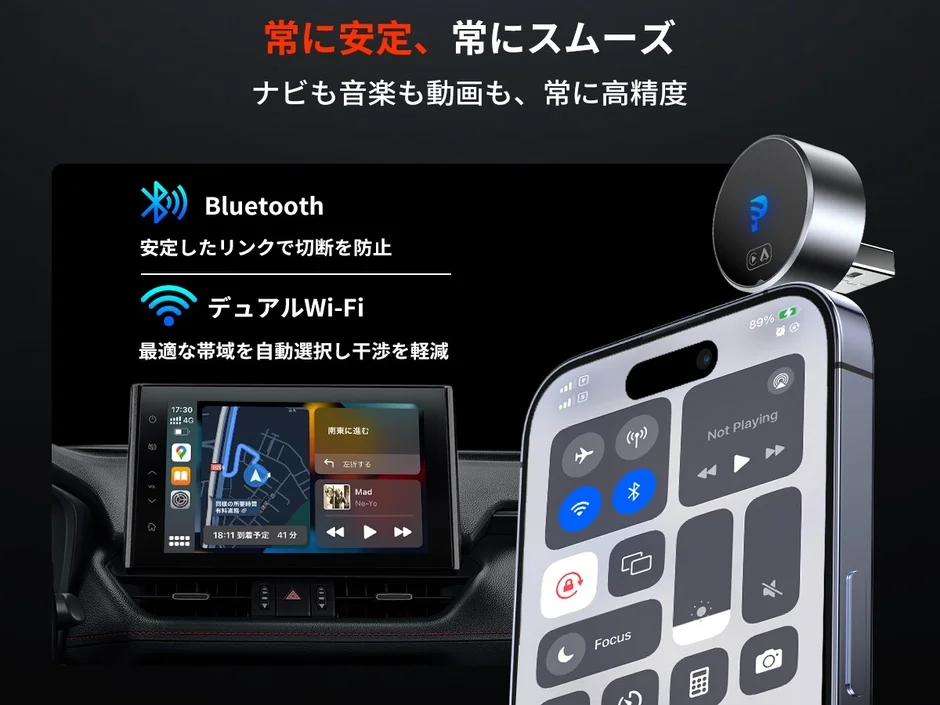 BluetoothとデュアルWi-Fiによる安定した高精度な車内エンターテイメントシステムを紹介