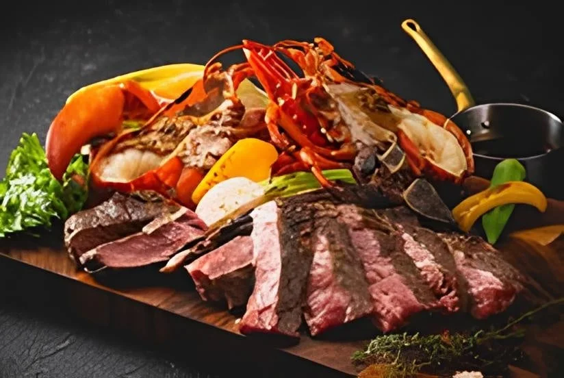 ロブスターとステーキ