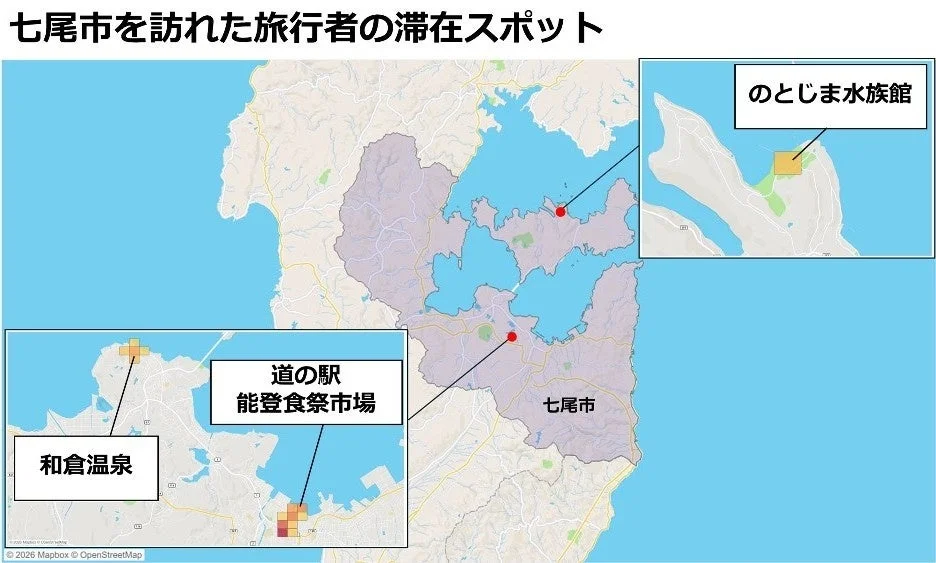 七尾市を訪れた旅行者の滞在スポット