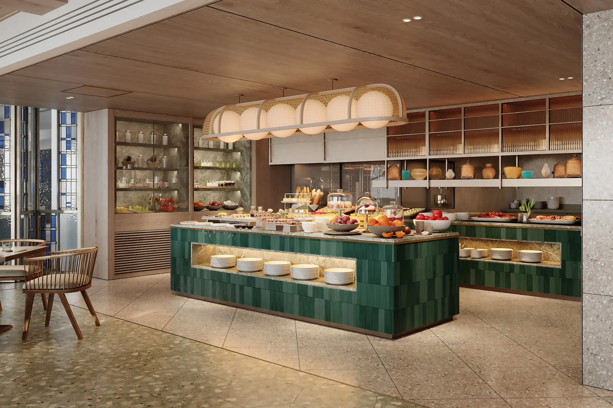 ビュッフェ、レストラン、朝食