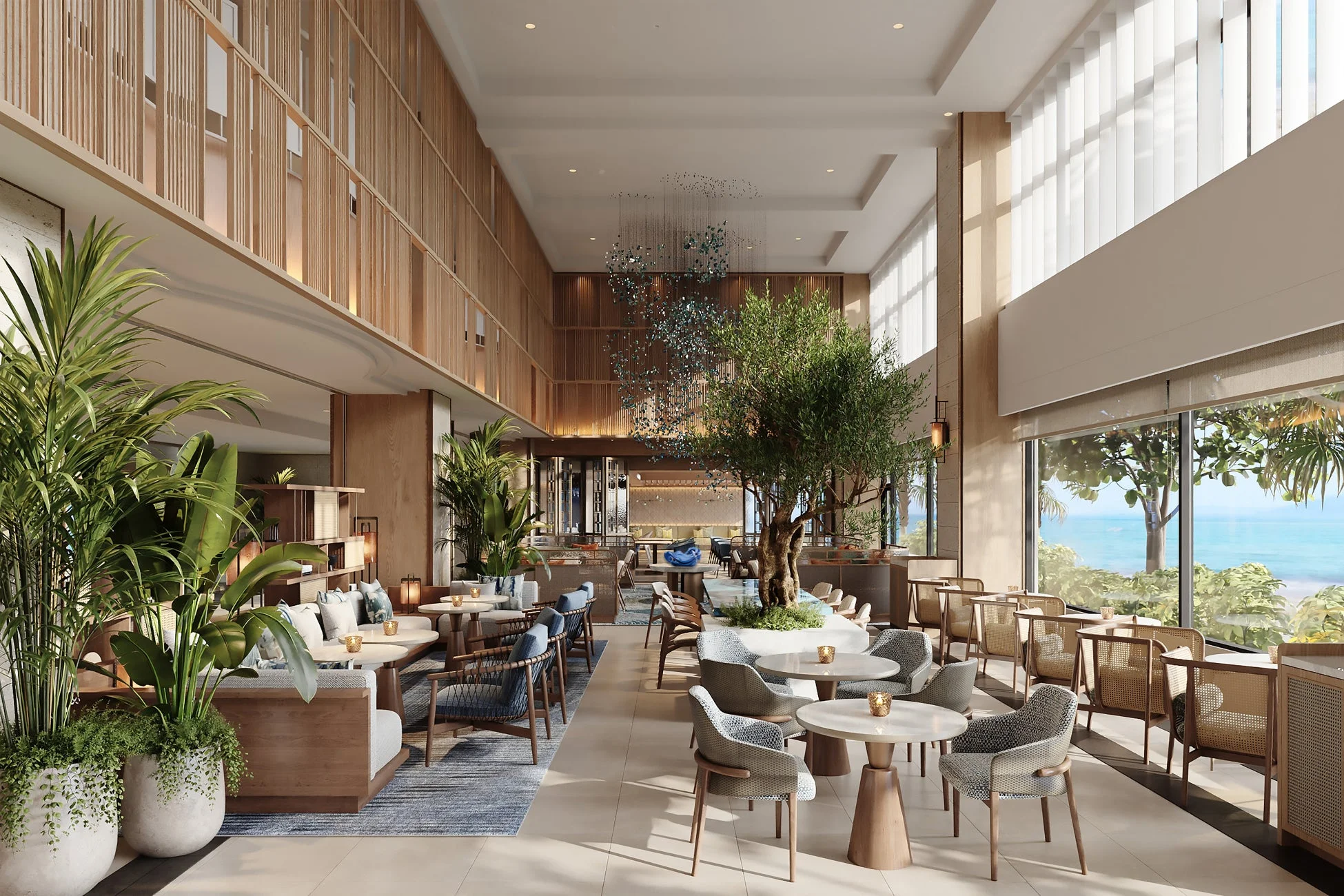 レストラン/ラウンジ、海の見える景色