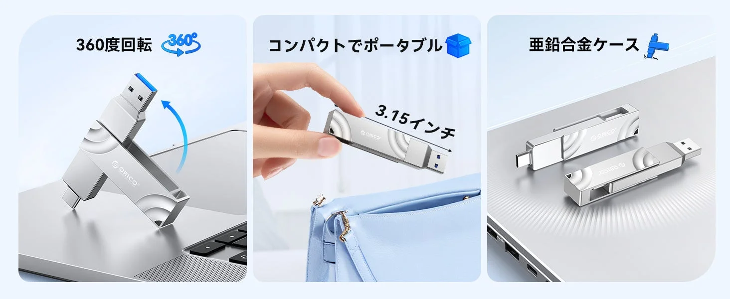 360度回転するORICO G201