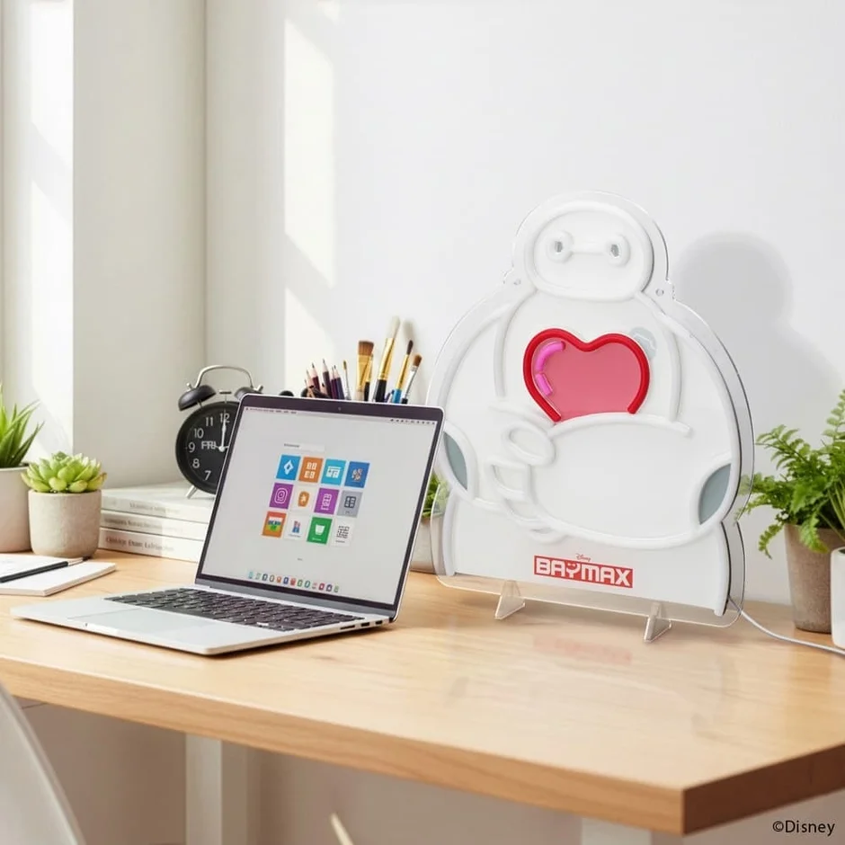 デスクに置かれたベイマックスのネオンライト