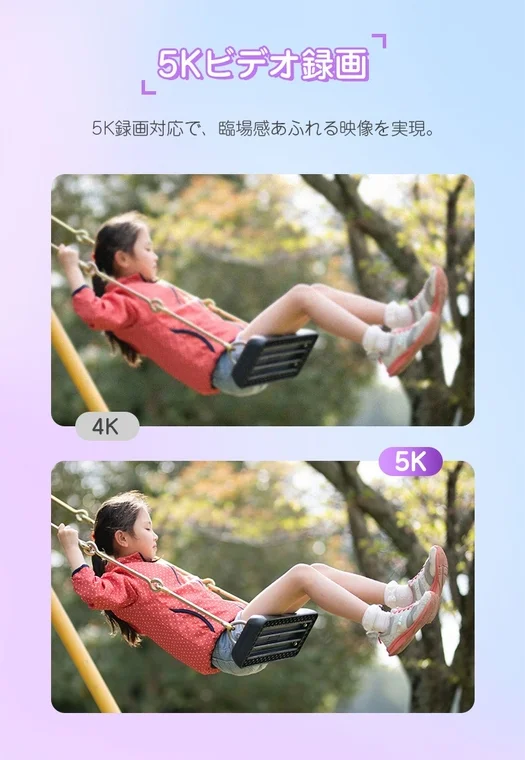 5Kビデオ録画の優位性を示す画像