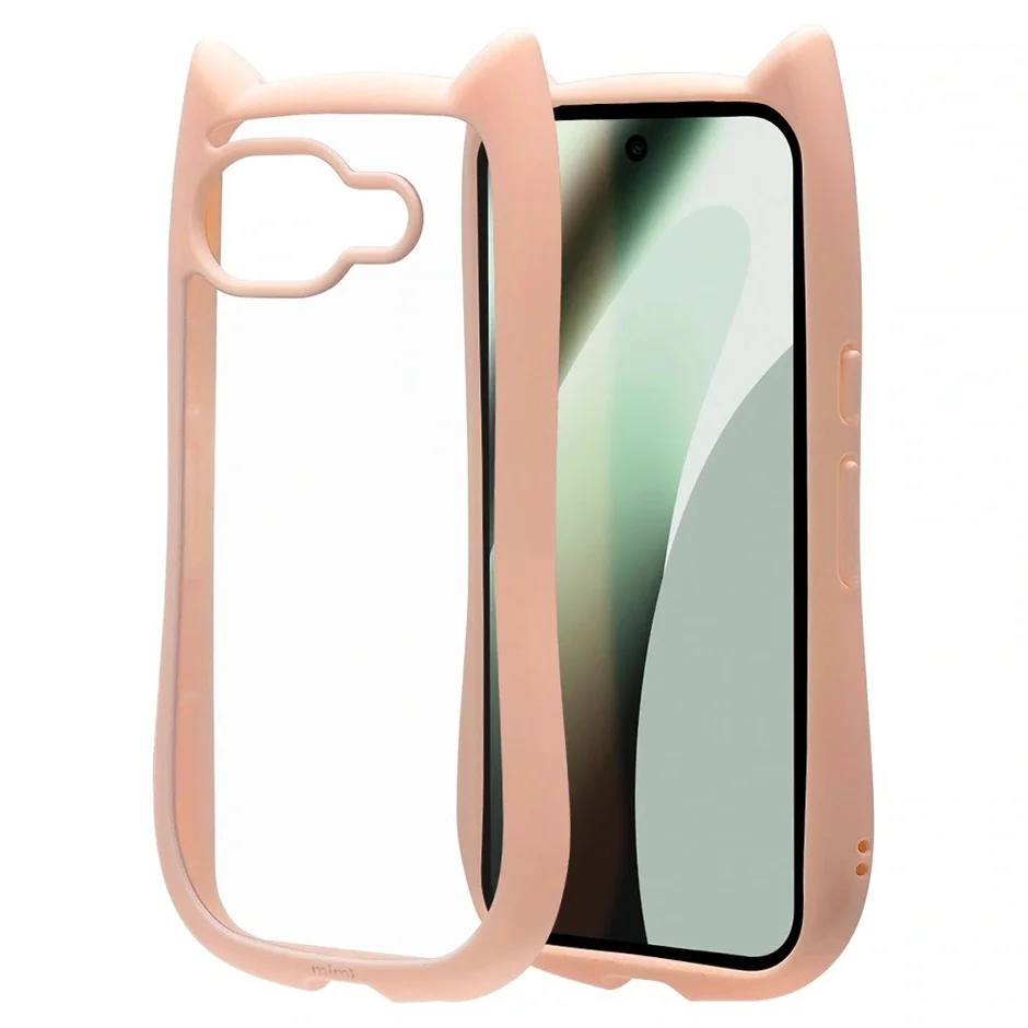 ピンク色の猫耳スマホケース