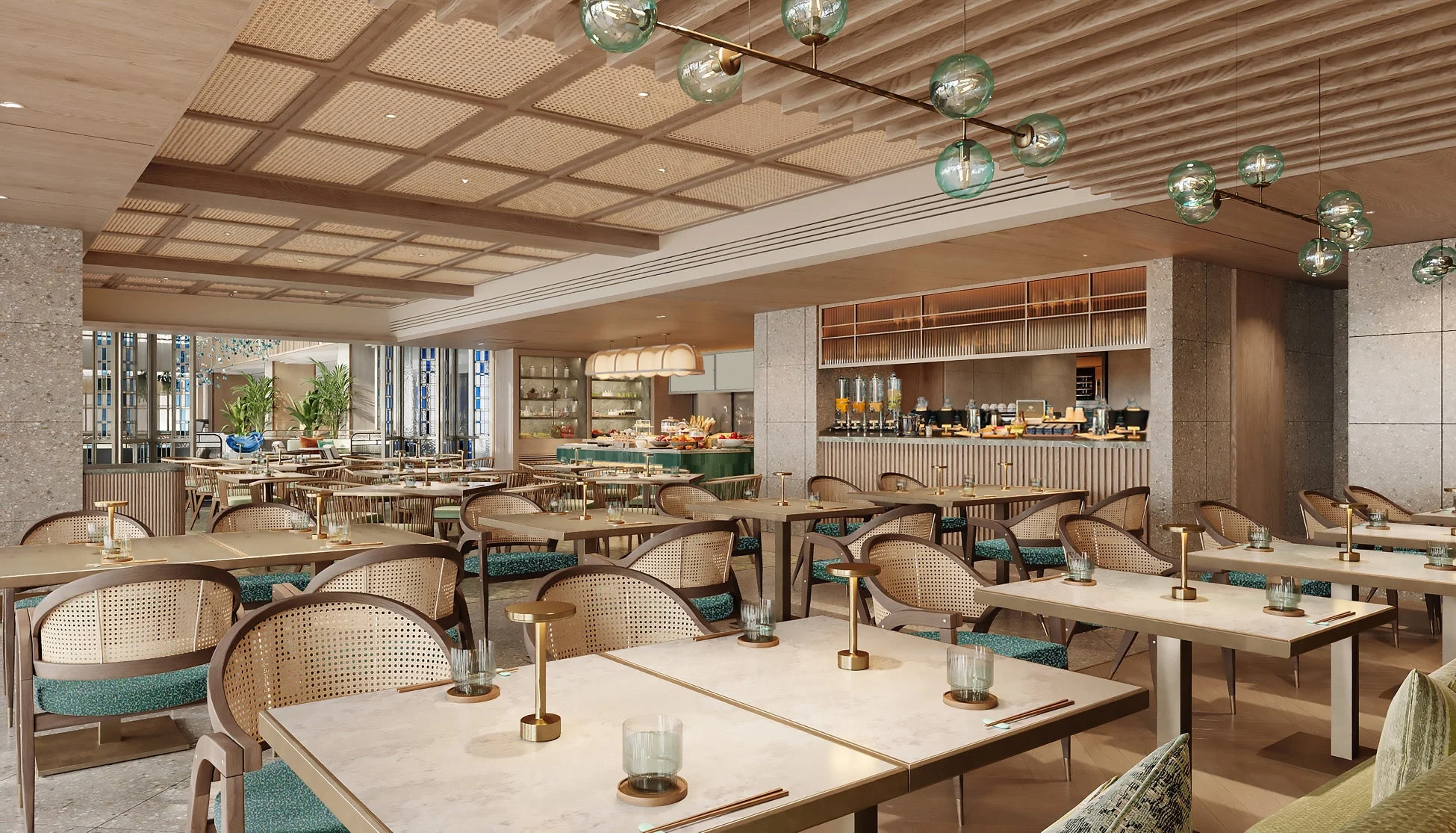 レストラン、ダイニングルーム、ビュッフェ