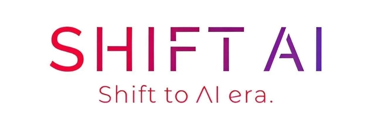 「SHIFT AI」という文字がグラデーションカラーで表示され、「Shift to AI era.」というスローガンが添えられたロゴ画像