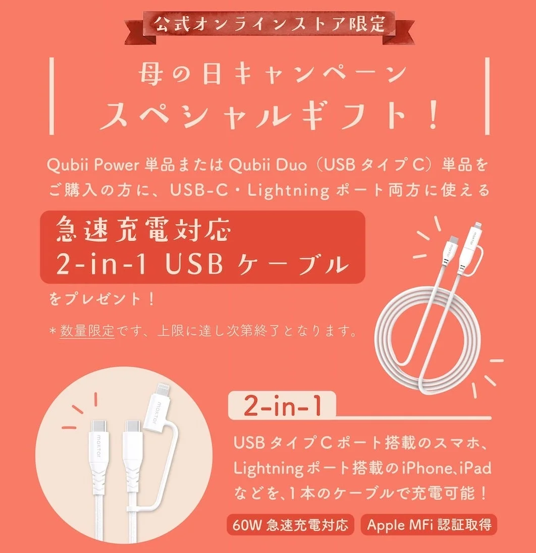 スペシャルギフトのUSBケーブル