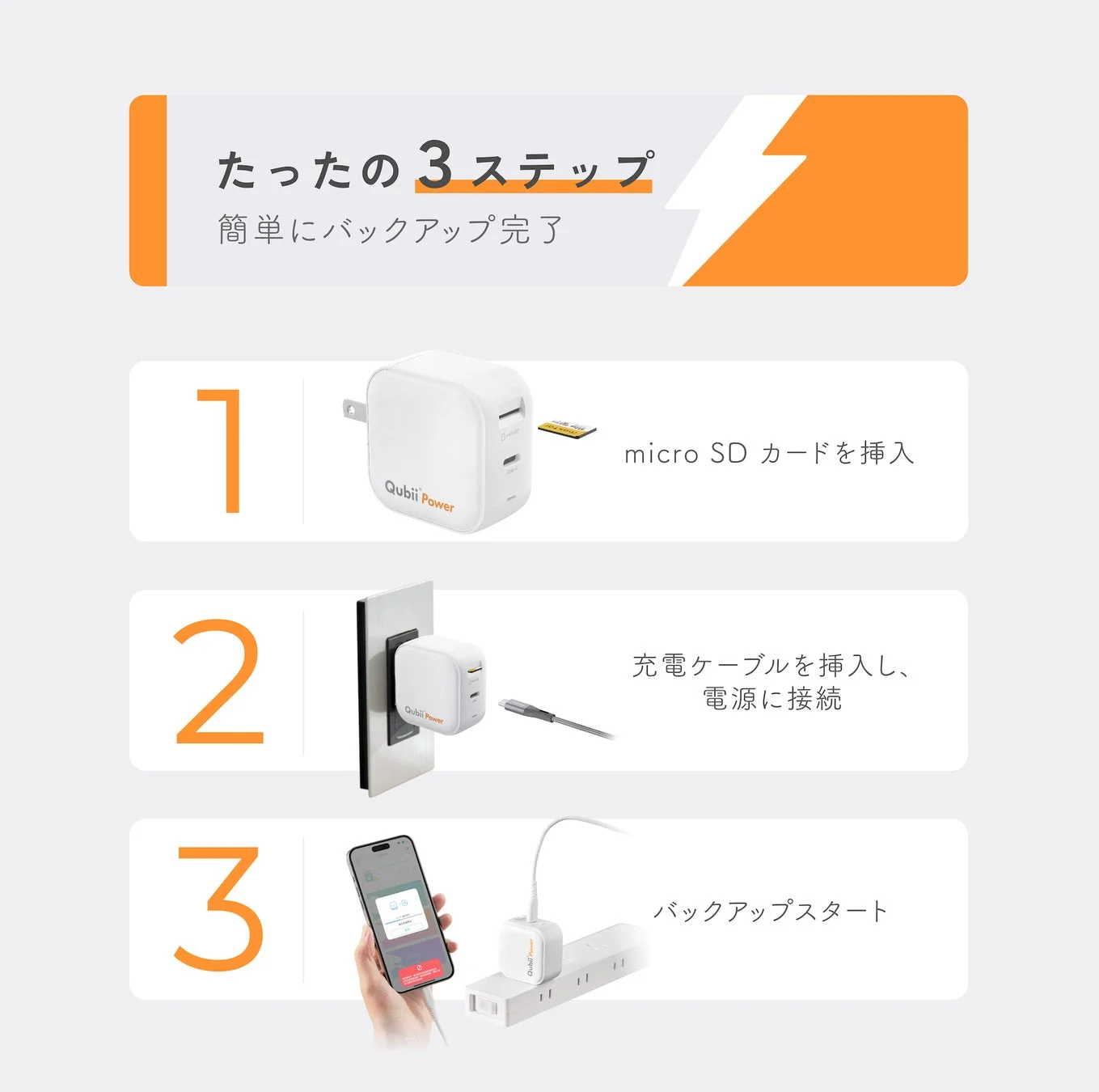 Qubii Powerで簡単バックアップ