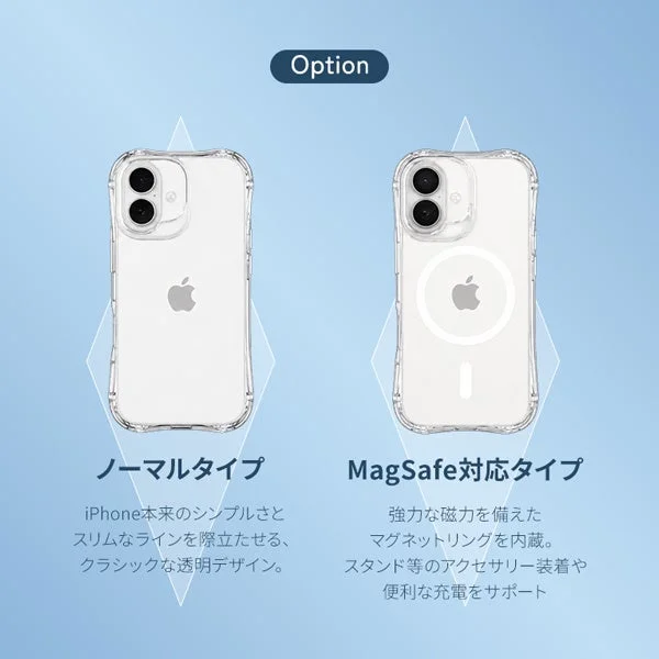 iPhone用クリアケースの2種類のオプションを紹介しています。