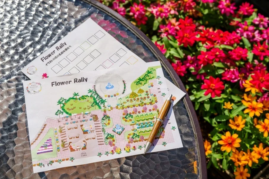 花、フラワーラリー、マップ、庭園、イベント、屋外、植物、ペン、春、夏、カラフル