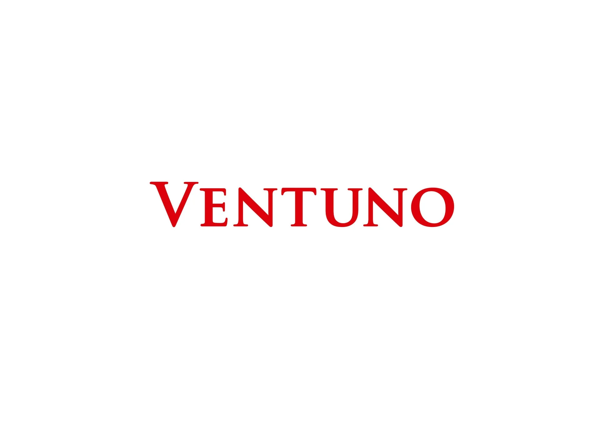 白背景に赤色の文字で「VENTUNO」と書かれたロゴ画像