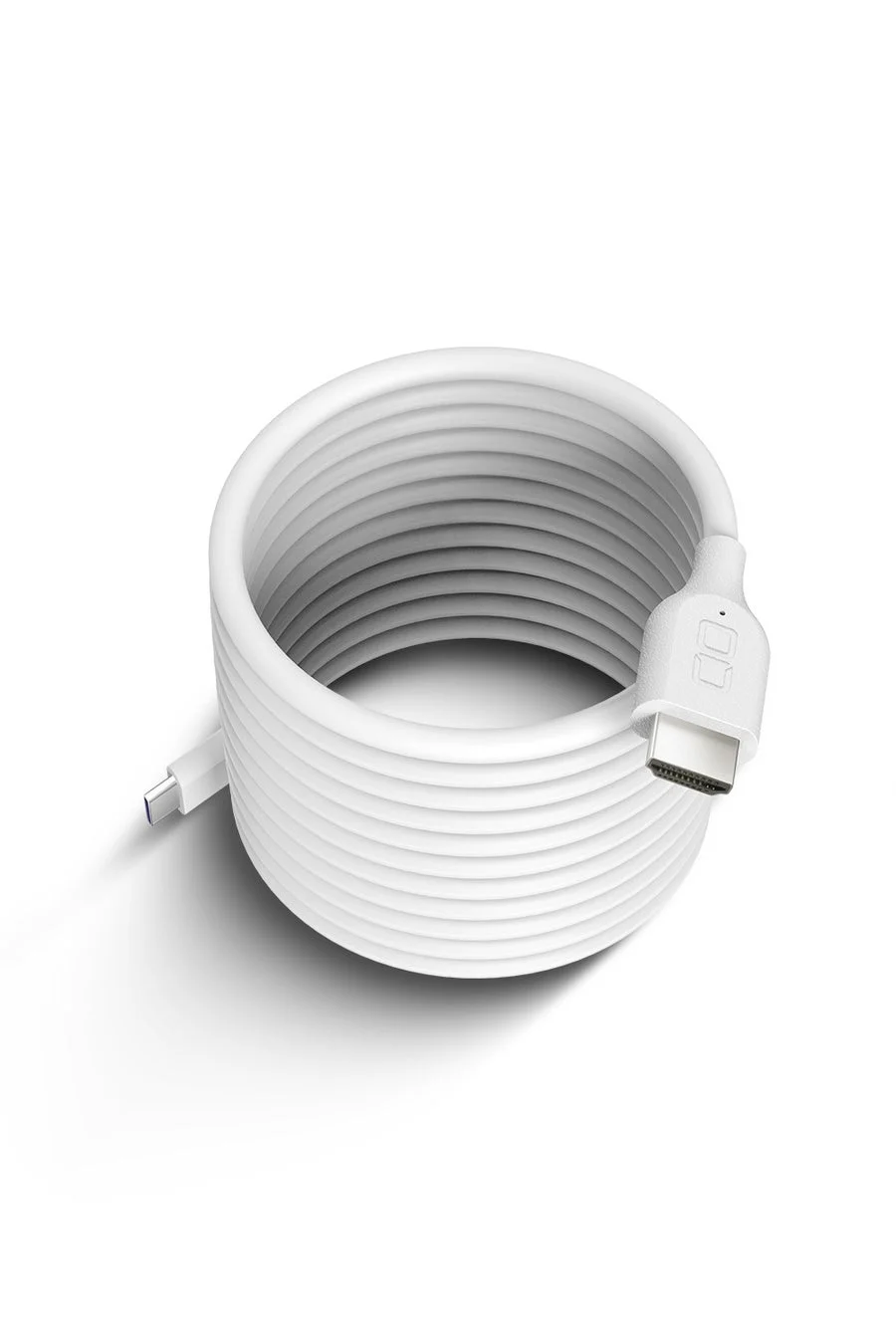 白いHDMI-USB-Cケーブルが巻かれている