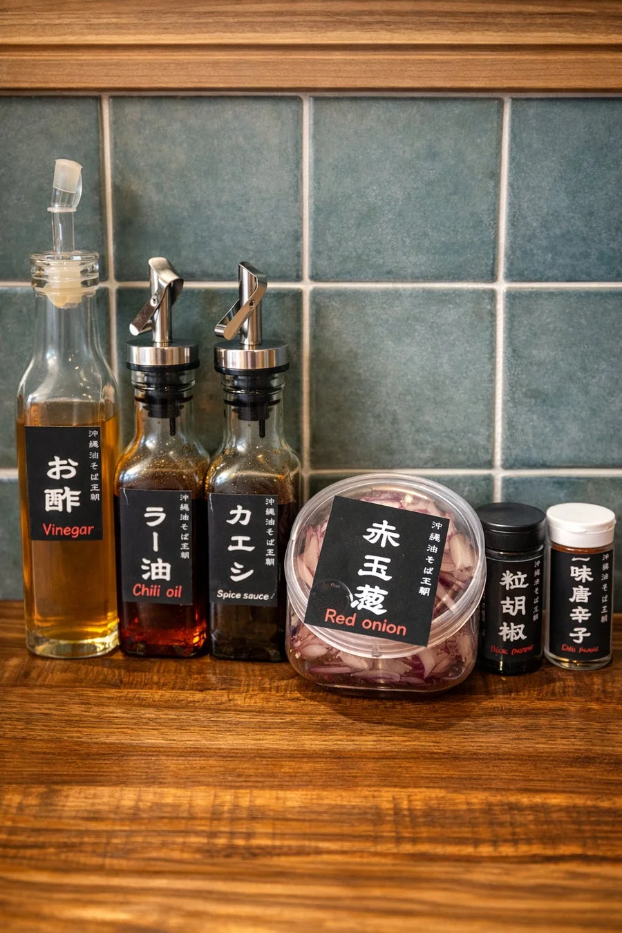 食卓に並べられた調味料