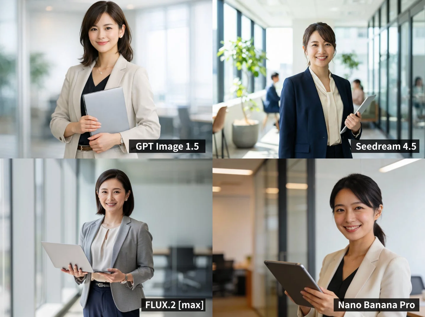 4人のビジネスウーマンとモデル名