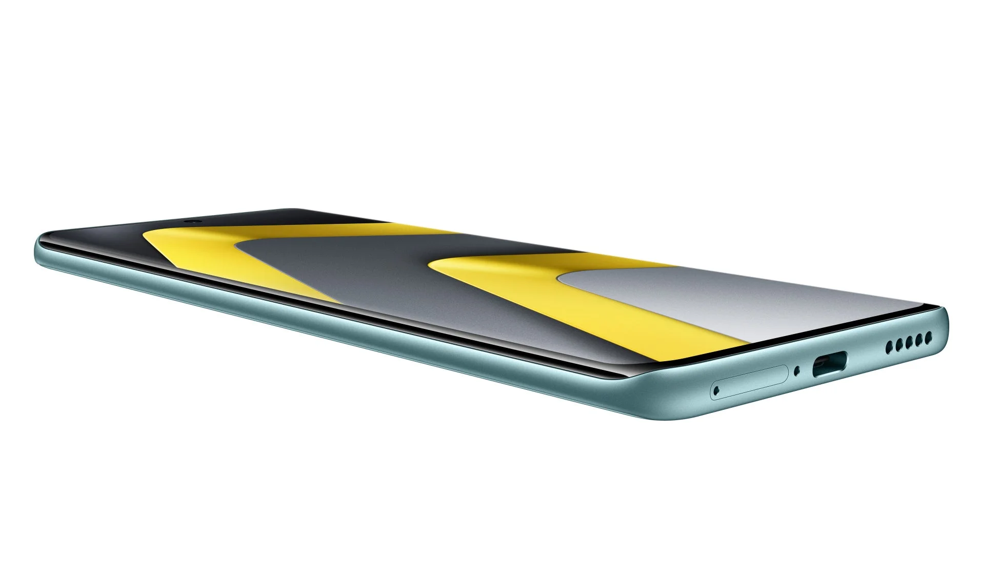 青緑色のスマートフォン