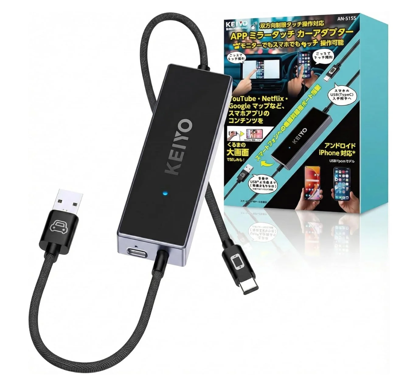 ミラータッチカーアダプターの機能説明