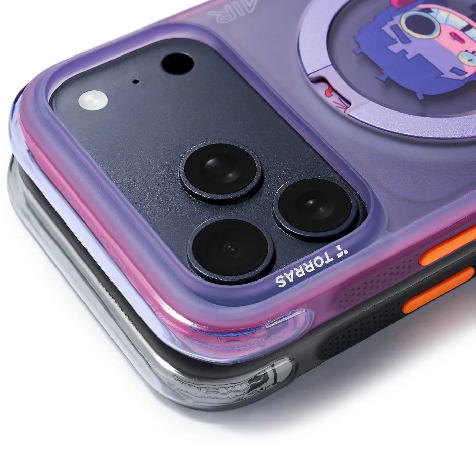 グラデーションのスマホケースとキャラクターデザイン