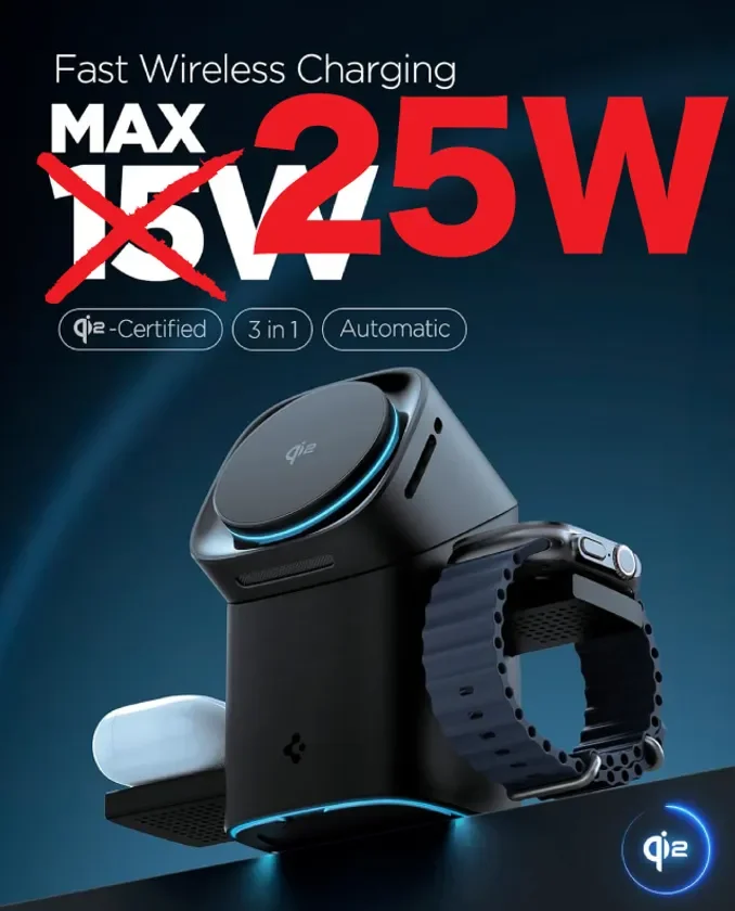 25W Qi2認証 3in1充電器