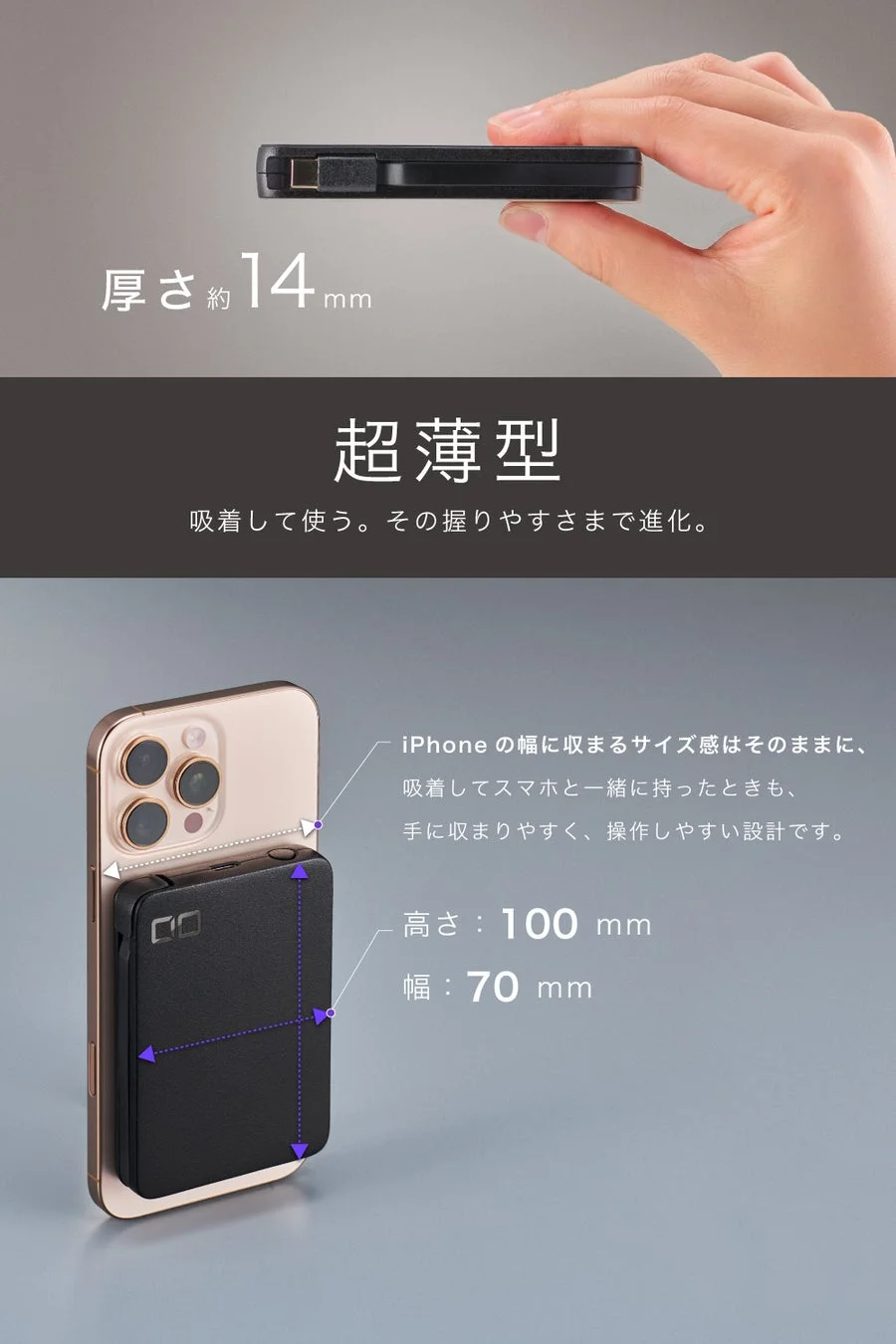 薄型設計とサイズ感