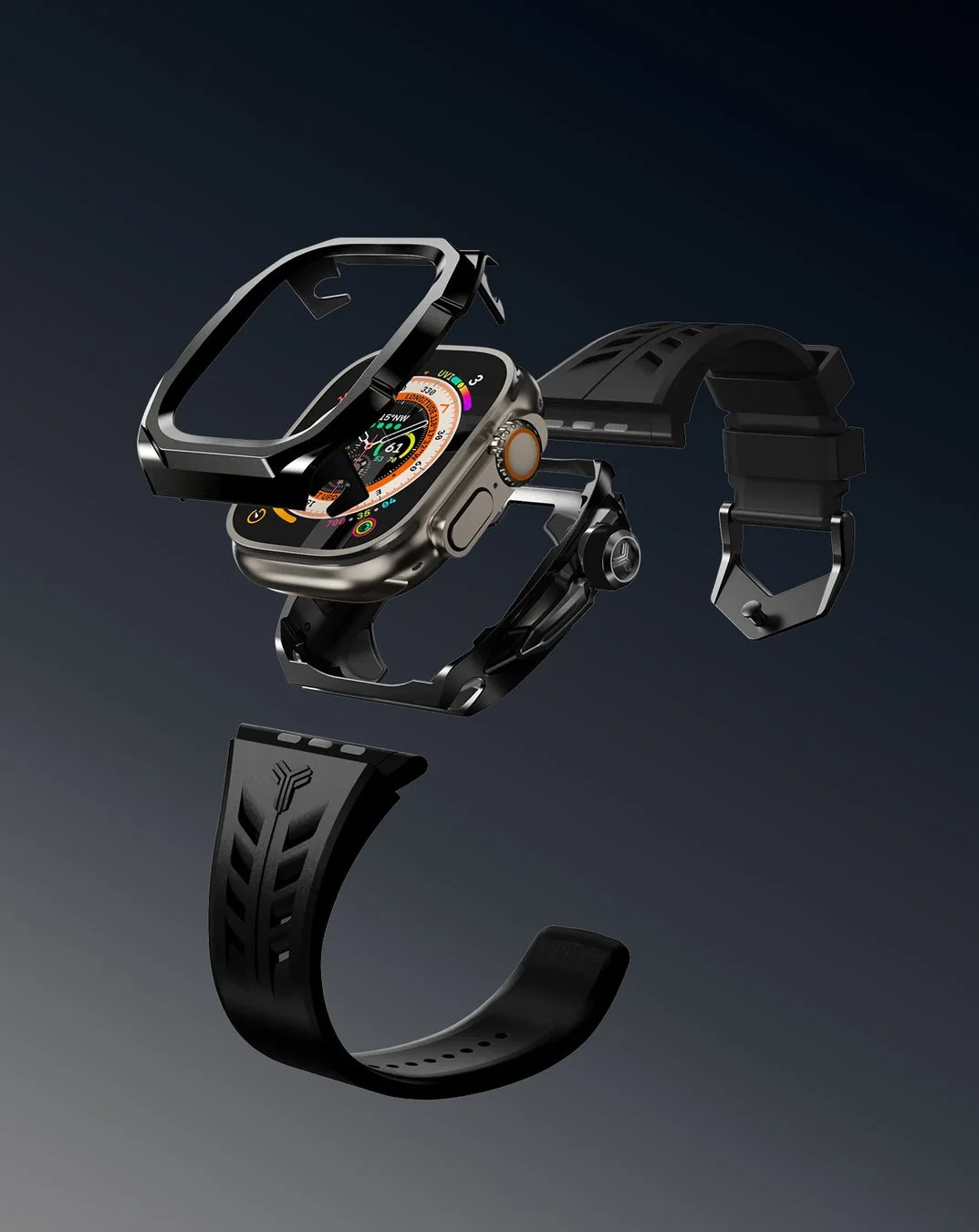 分解されたケースとApple Watch