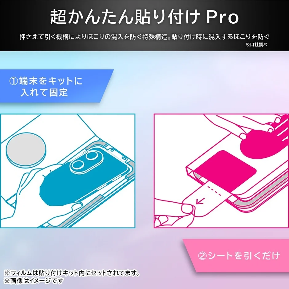 スマートフォン向けフィルムの貼り付け手順