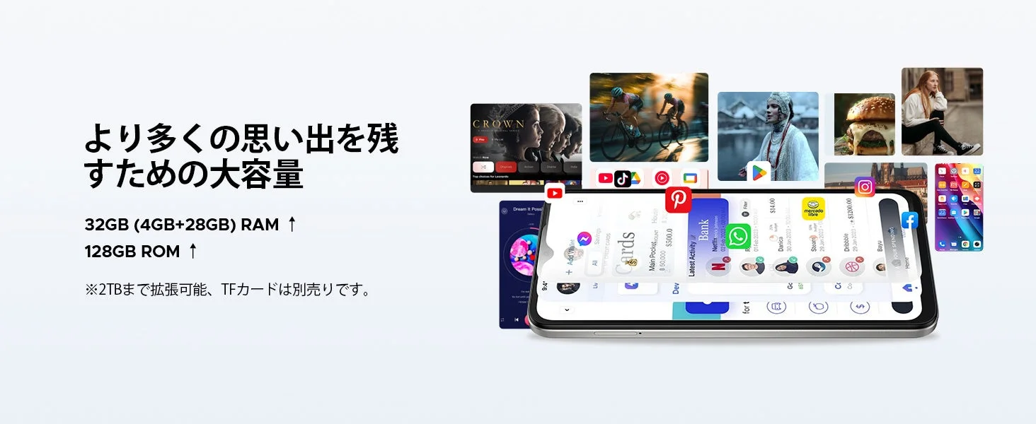 32GB RAM + 128GB ROM + 最大2TB拡張