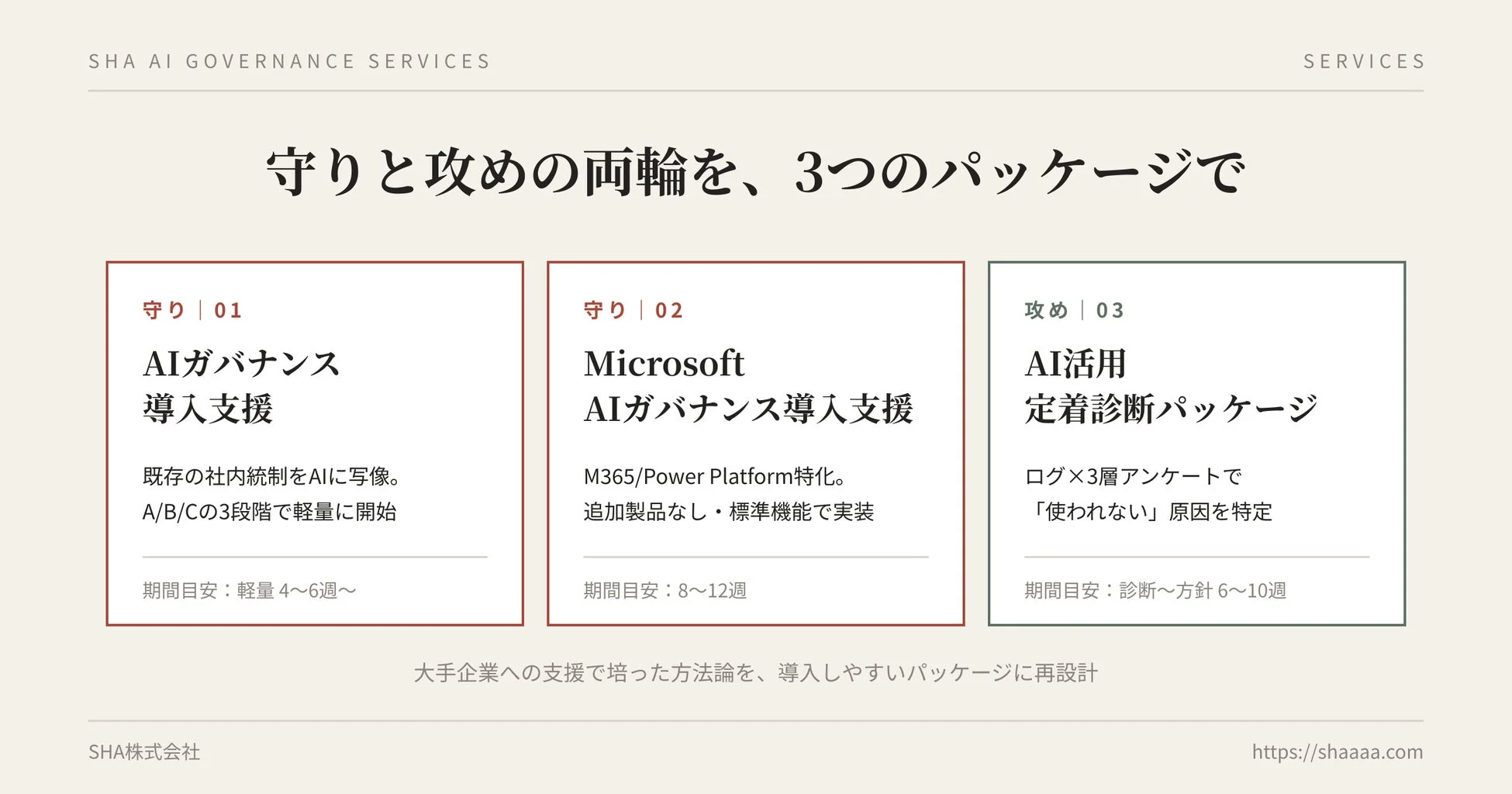守りと攻めの両輪を、3つのパッケージで