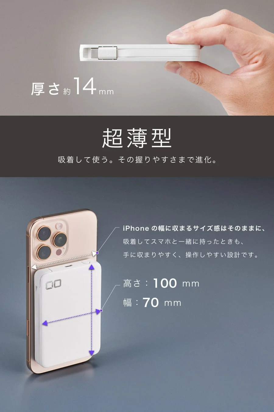 厚さ約 14 mm 超薄型