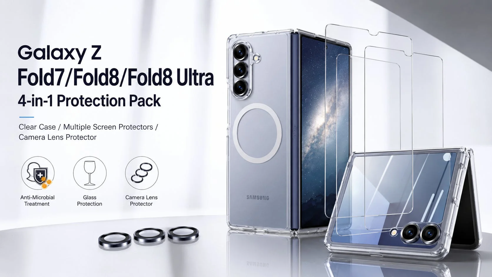 Galaxy Z Fold7/Fold8/Fold8 Ultra 4-in-1 Protection Pack