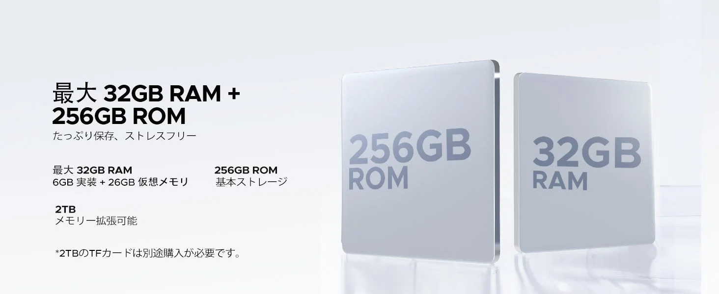 最大32GB RAMと256GB ROMのストレージ情報