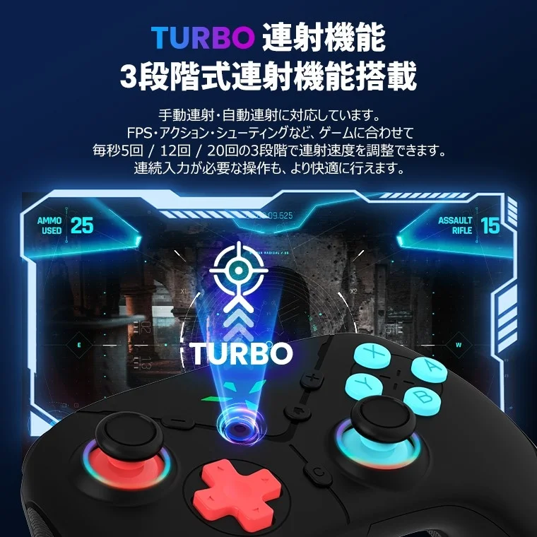 高精細ジャイロセンサー＆ターボ連射機能