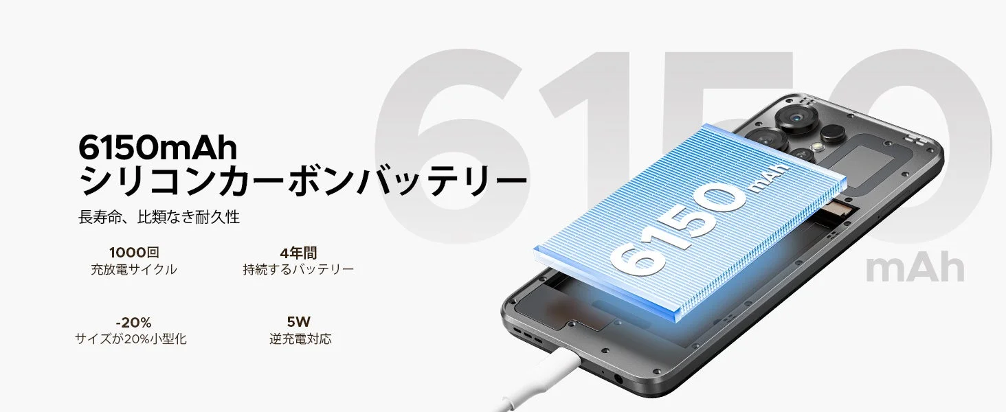 6150mAh シリコンカーボンバッテリー