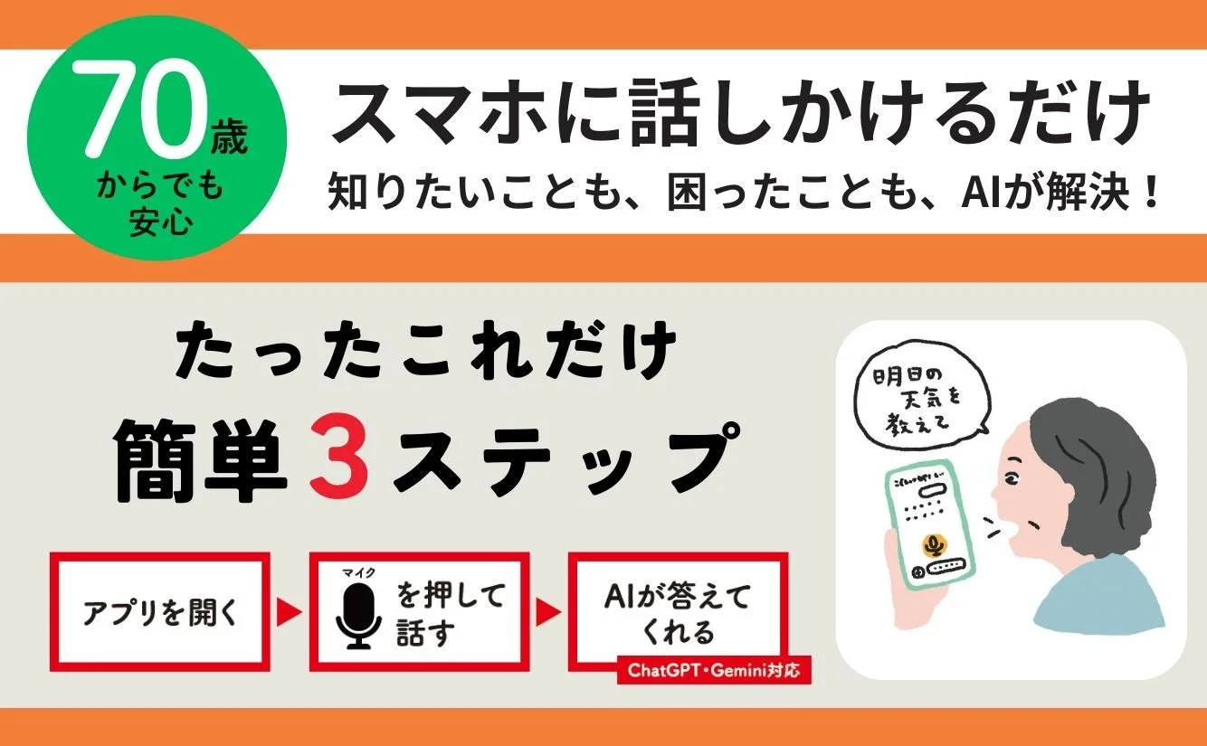 70歳からでも安心 スマホに話しかけるだけ