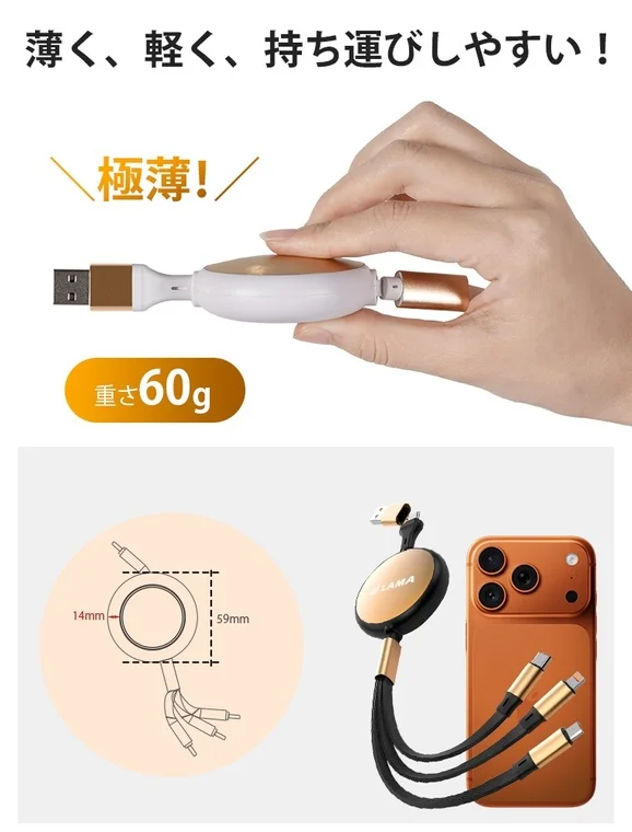 薄く、軽く、持ち運びやすい