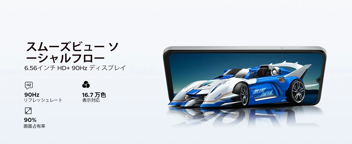 90Hzディスプレイと6.56インチ画面の紹介