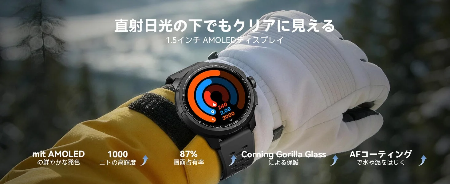 1.5インチAMOLED高輝度ディスプレイ