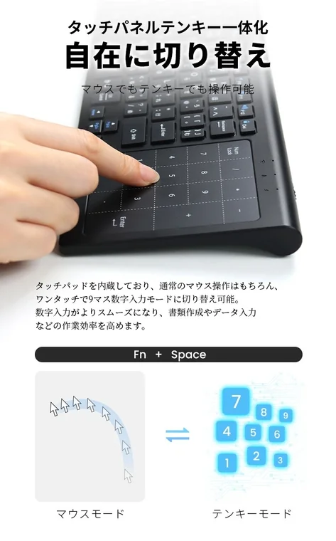 タッチパッドとテンキー切り替えの説明