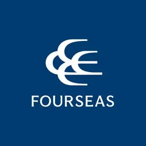 ロゴ,企業ロゴ,ブランド,FOURSEAS,青,白,シンボルマーク,テキスト