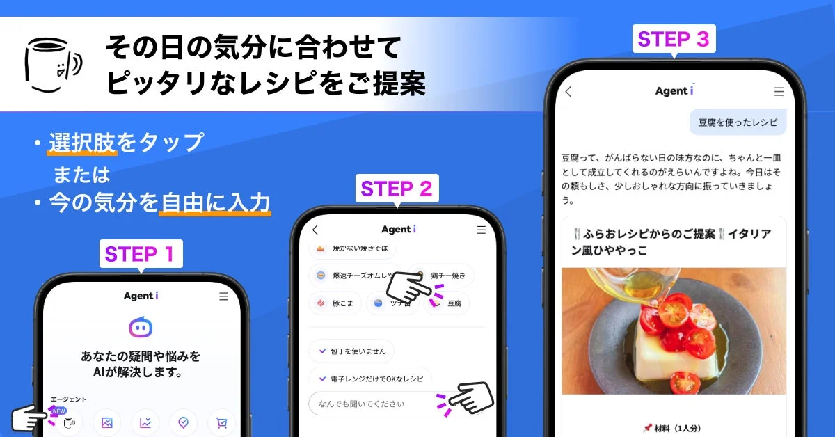 Agent iでふらおレシピを利用する様子
