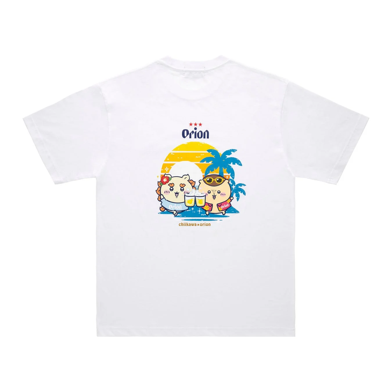 ちいかわ×オリオンビール シーサーのおみやげやさん Tシャツ ホワイト_カンパ〜イ
