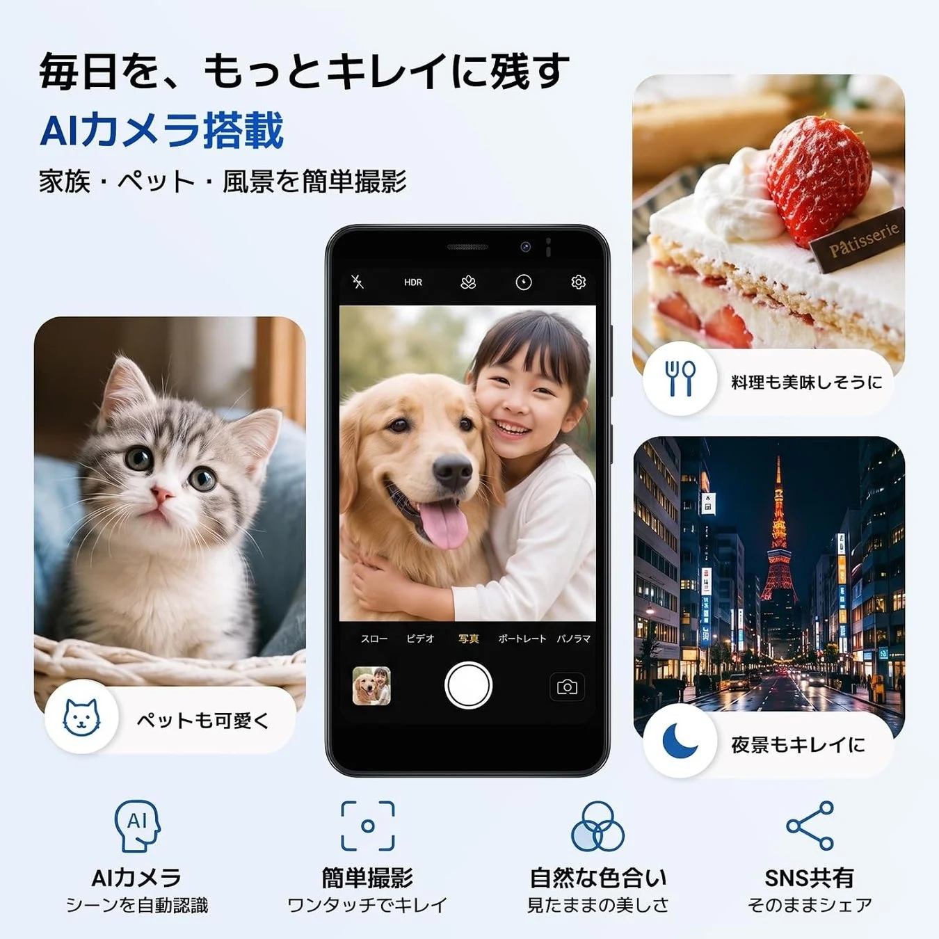 AIカメラ搭載のスマートフォン