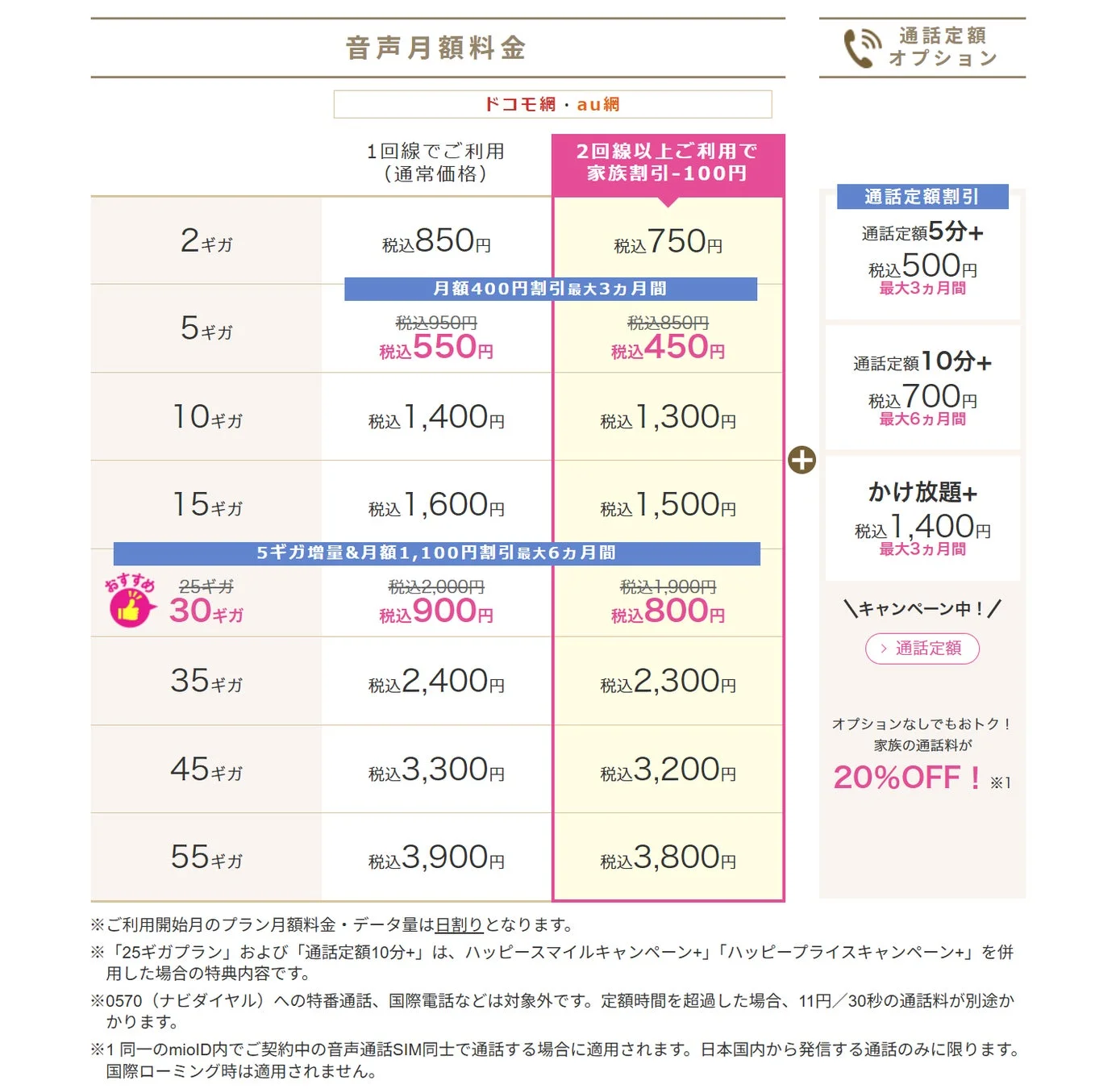 ハッピープライスキャンペーン+の料金プラン