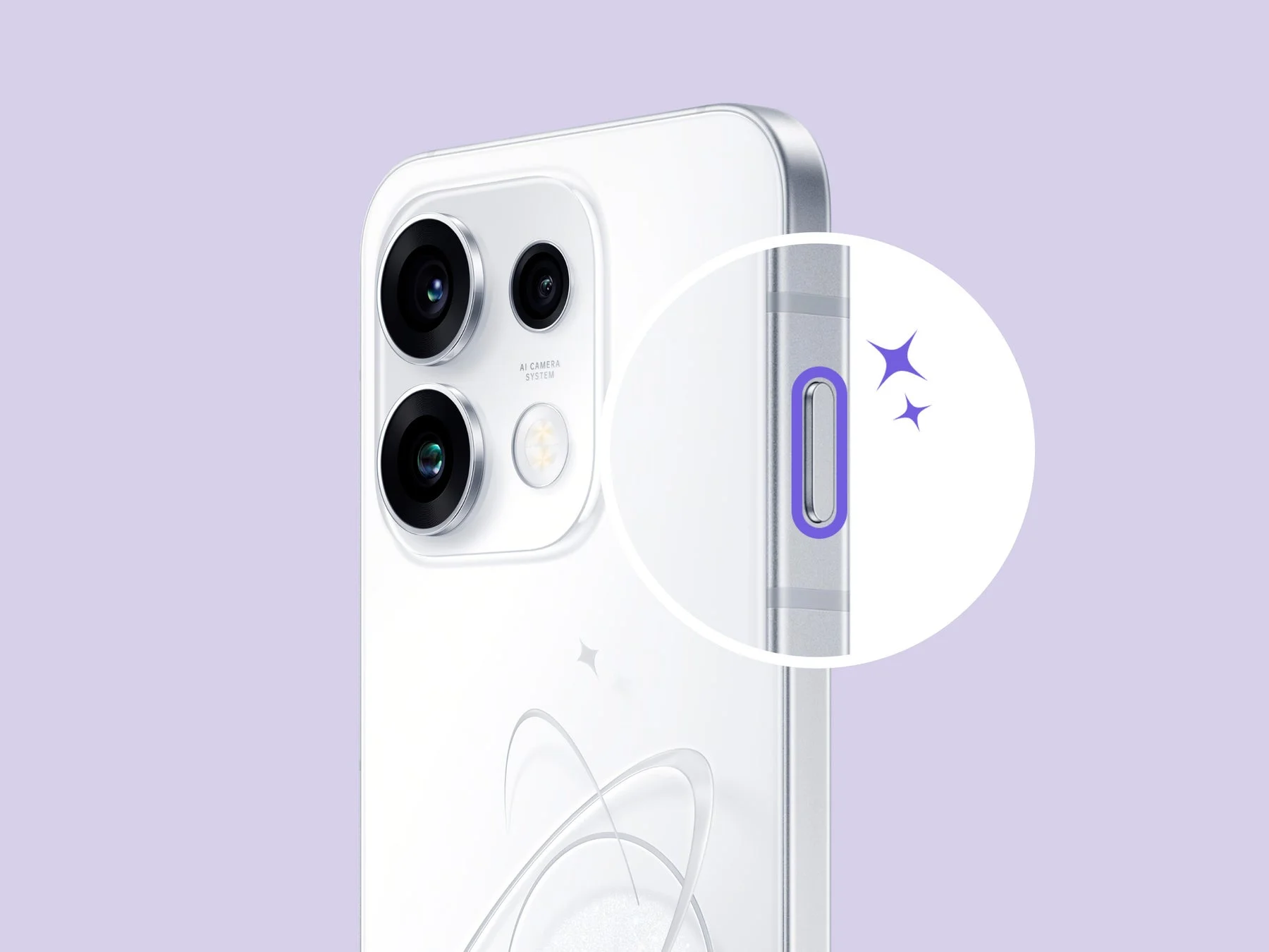 白いスマートフォンの背面と側面をクローズアップ